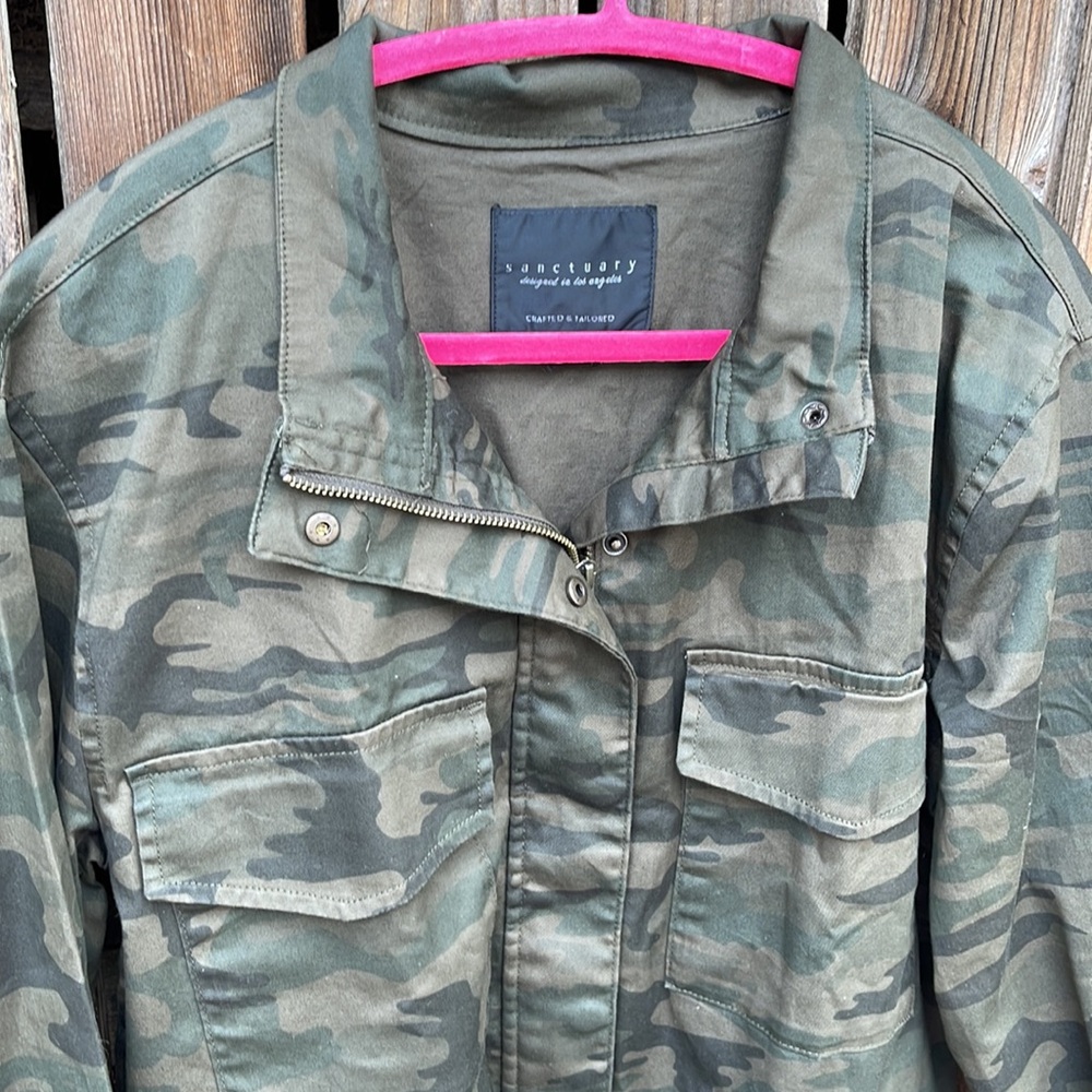 Sanctuary M Light Jacket Boxy Drawstring Zip Snap… - image 3